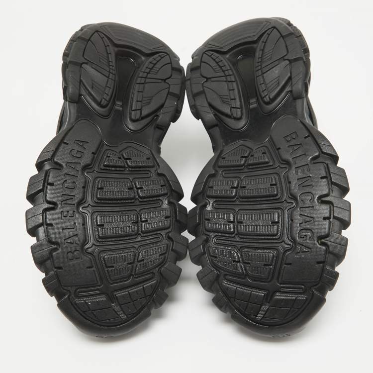 Pre Owned Balenciaga Black Faux Leather and Mesh Track Lace Up Sneakers Size 42