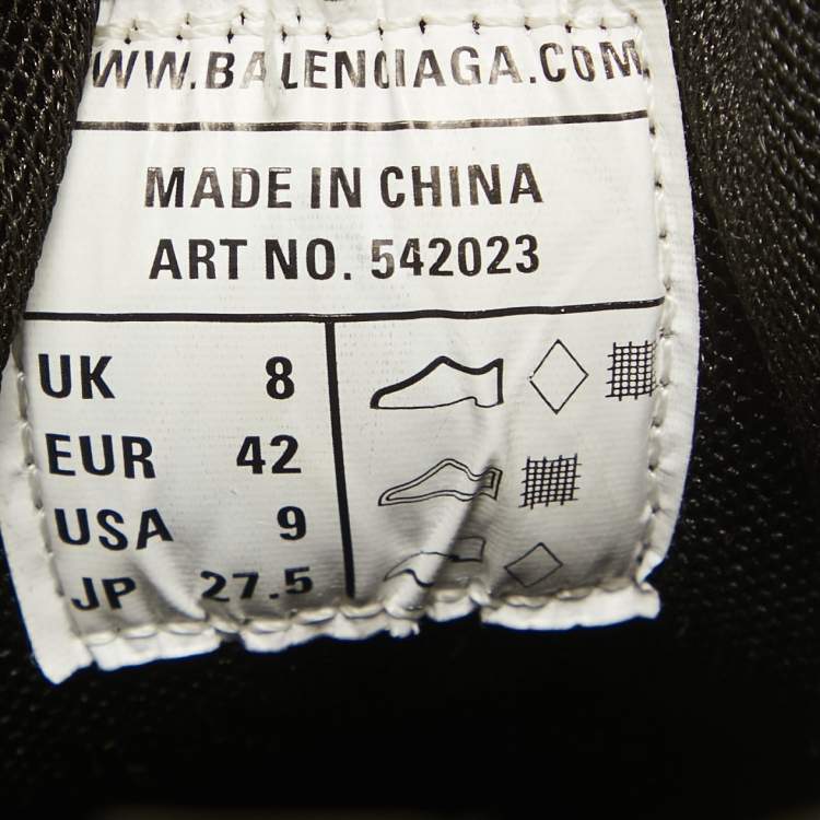 Pre Owned Balenciaga Black Faux Leather and Mesh Track Lace Up Sneakers Size 42