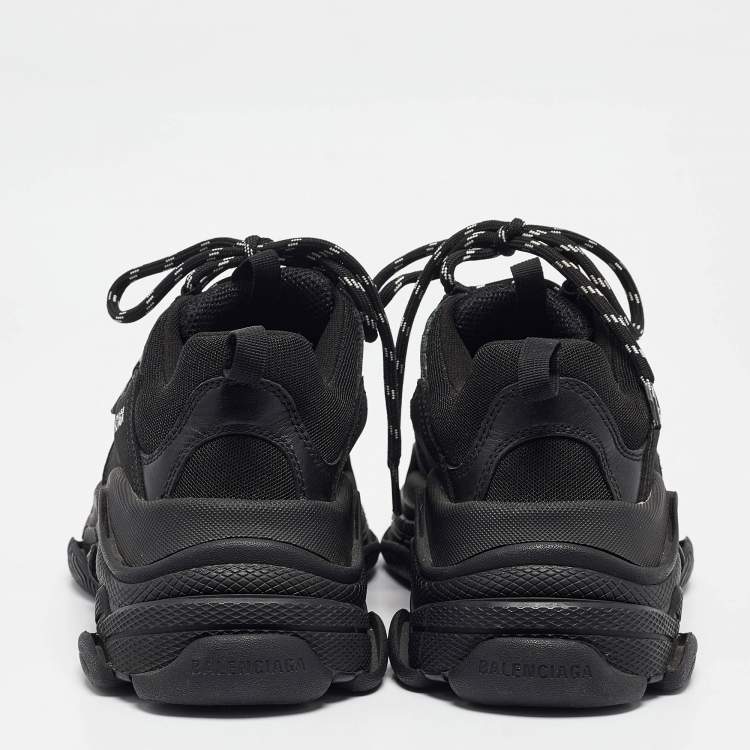 Pre Owned Balenciaga Black Nubuck Triple S Lace Up Sneakers Size 39