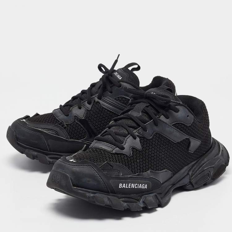 Balenciaga Black Faux Leather and Mesh Track 3 Sneakers Size 42 Balenciaga TLC