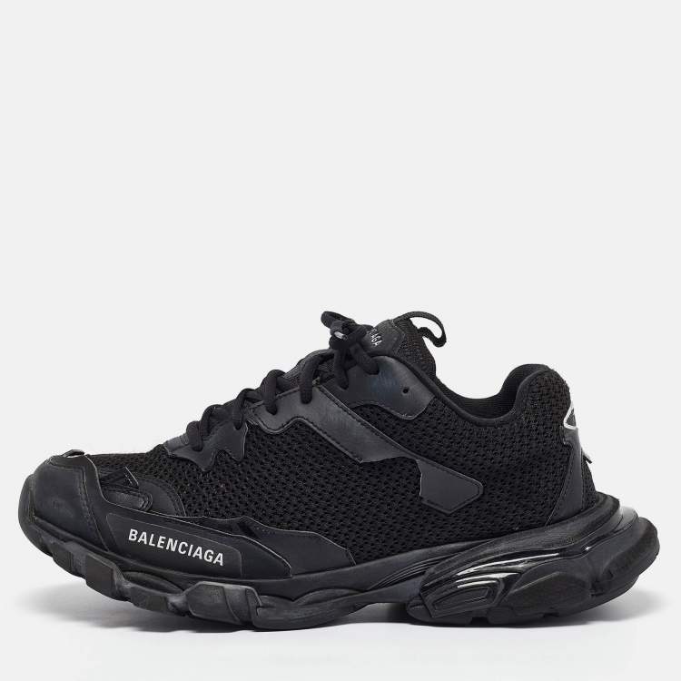 Balenciaga Black Faux Leather and Mesh Track 3 Sneakers Size 42 Balenciaga TLC