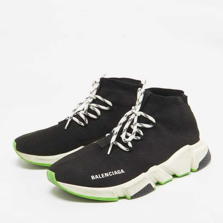 Pre Owned Balenciaga Black Fabric Speed 2.0 High Top Sneakers Size 41