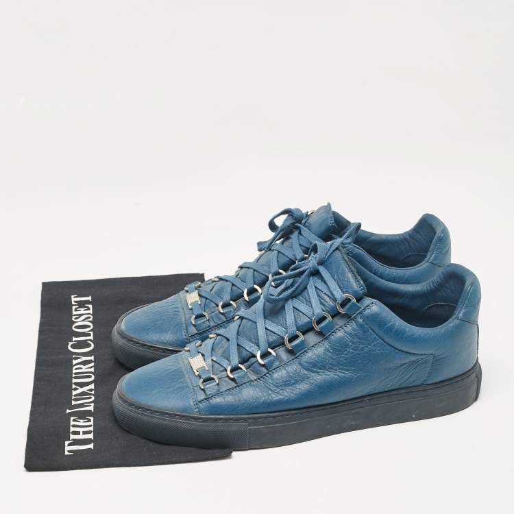 Pre Owned Balenciaga Blue Leather Arena Lace Up Sneakers Size 41