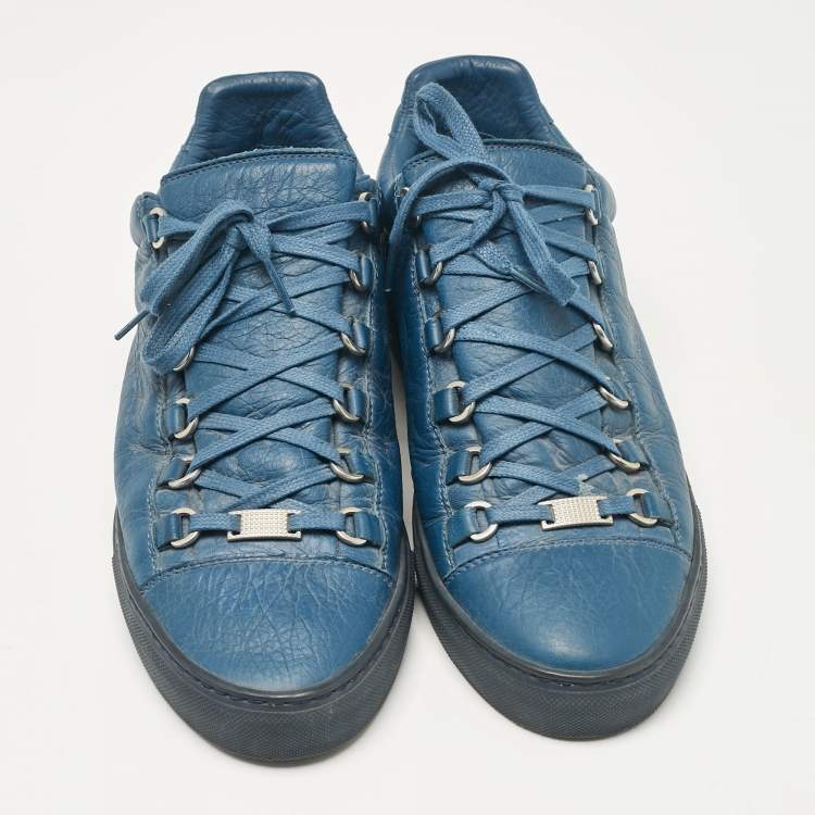 Pre Owned Balenciaga Blue Leather Arena Lace Up Sneakers Size 41