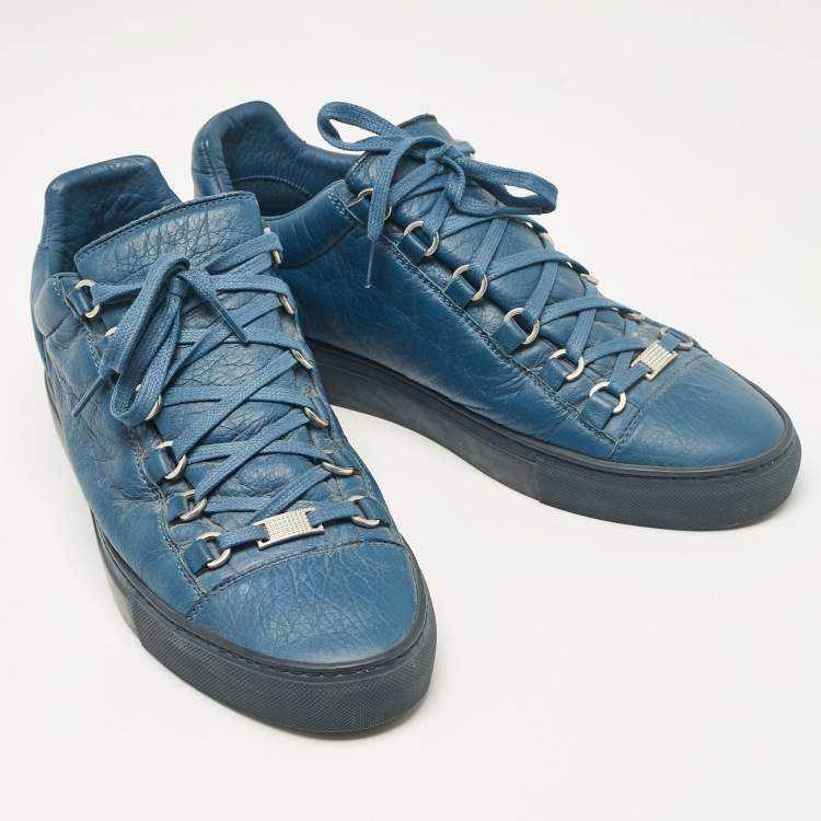 Pre Owned Balenciaga Blue Leather Arena Lace Up Sneakers Size 41