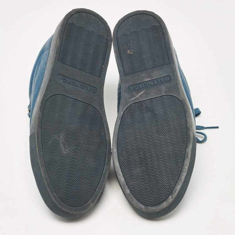 Pre Owned Balenciaga Blue Leather Arena Lace Up Sneakers Size 41