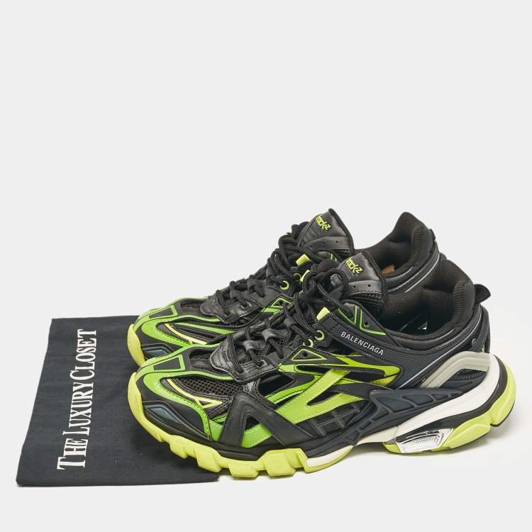 Pre Owned Balenciaga Black Leather and Mesh Track Lace Up Sneakers Size 43