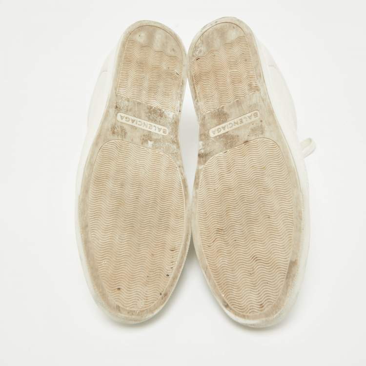 Pre Owned Balenciaga Off White Leather Arena Lace Up Sneakers Size 40