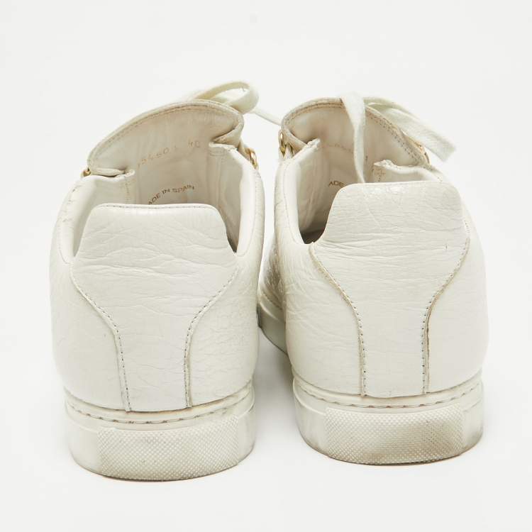 Pre Owned Balenciaga Off White Leather Arena Lace Up Sneakers Size 40