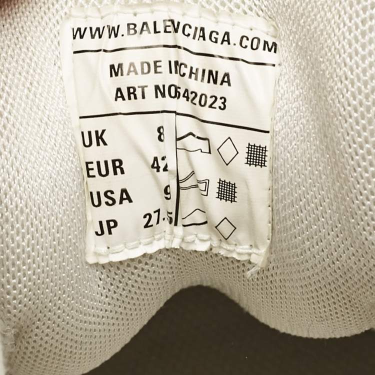 Pre Owned Balenciaga White Faux Leather and Mesh Track Lace Up Sneakers Size 42