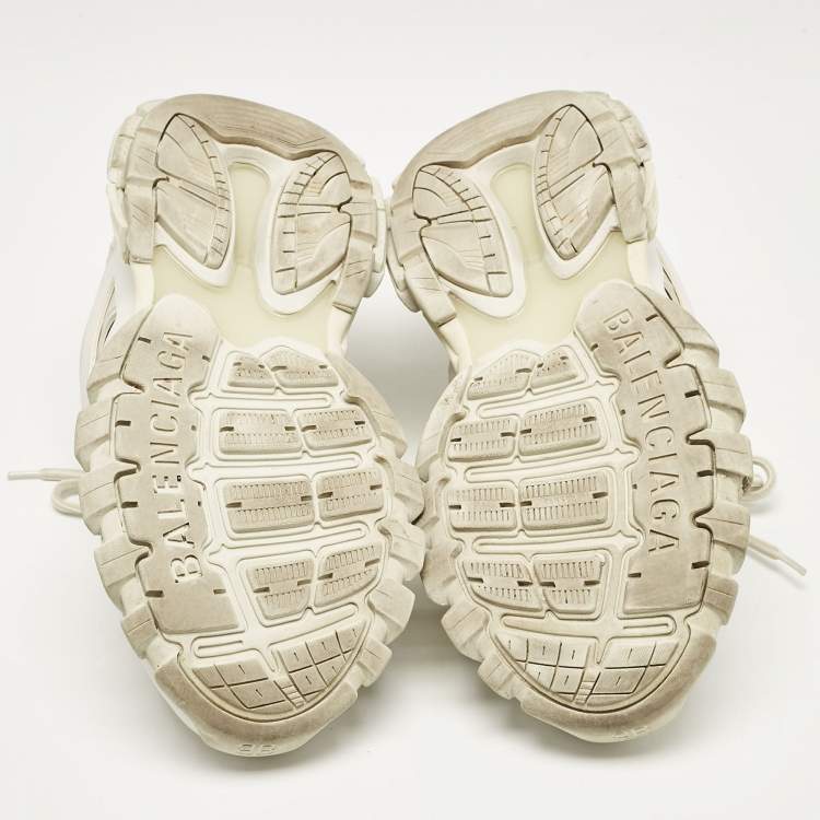 Pre Owned Balenciaga White Faux Leather and Mesh Track Lace Up Sneakers Size 42