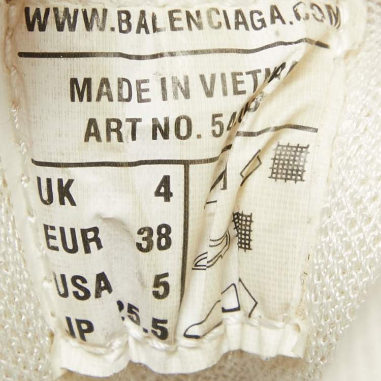 Pre Owned Balenciaga Cream Faux Leather and Mesh Track Lace Up Sneakers Size 38