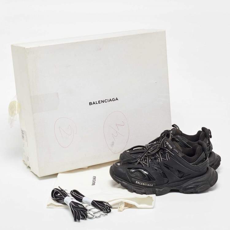 Pre Owned Balenciaga Black Fabric and Mesh Track Sneakers Size 39