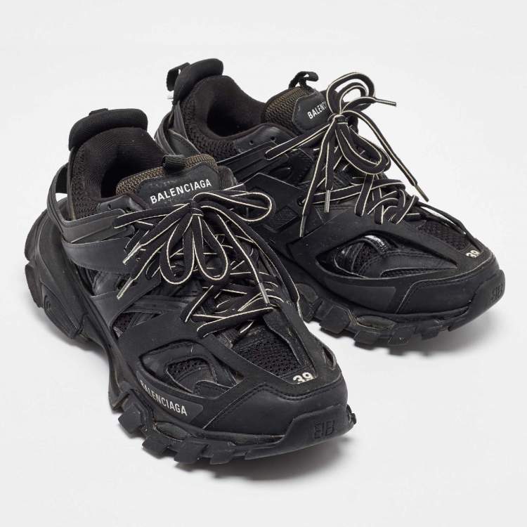 Pre Owned Balenciaga Black Fabric and Mesh Track Sneakers Size 39