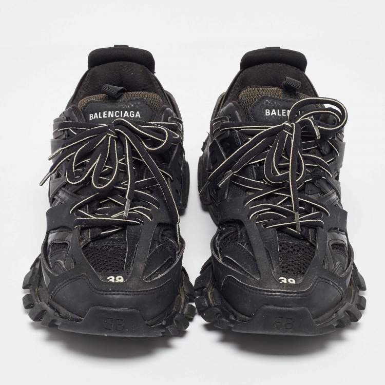 Pre Owned Balenciaga Black Fabric and Mesh Track Sneakers Size 39