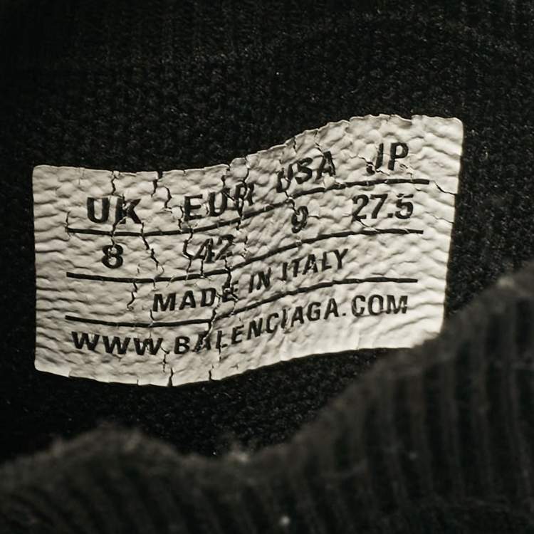 Pre Owned Balenciaga Black Knit Fabric Graffiti Speed Trainer Sneakers Size 42
