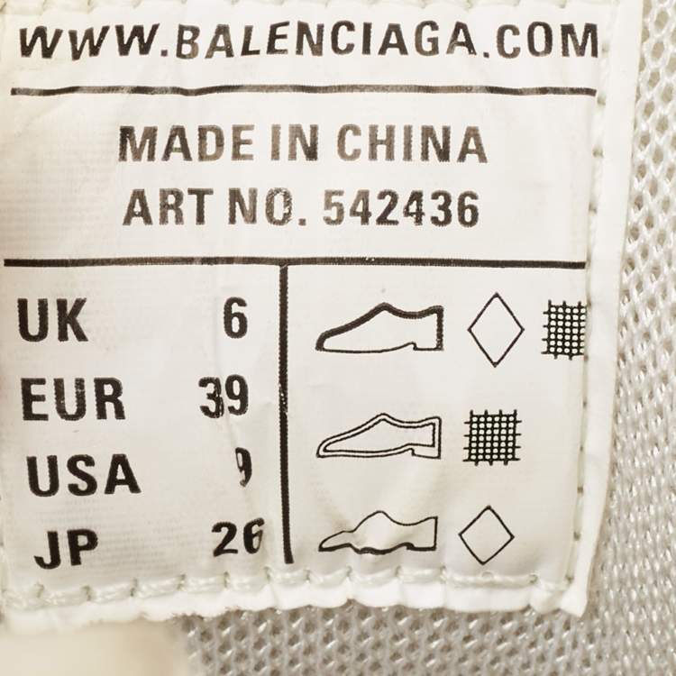 Pre Owned Balenciaga Grey Faux Leather and Mesh Track Sneakers Size 39