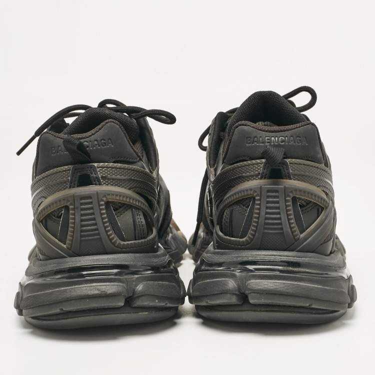 Pre Owned Balenciaga Black Faux Leather and Mesh Track 2 Sneakers Size 42
