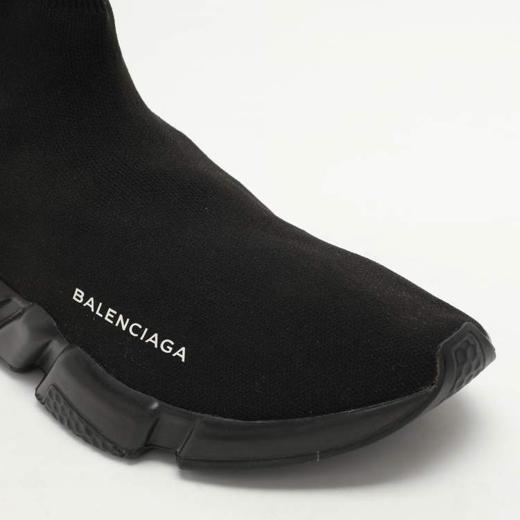 Pre Owned Balenciaga Black Knit Fabric Speed 2.0 High Top Sneakers Size 42