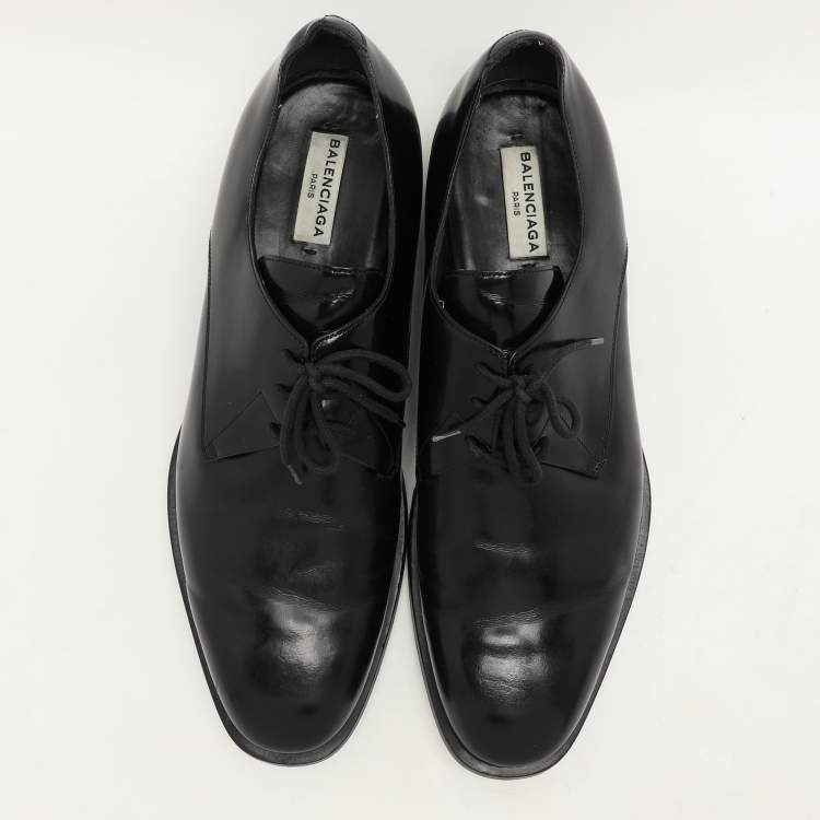 Pre Owned Balenciaga Black Leather Lace Up Derby Size 44