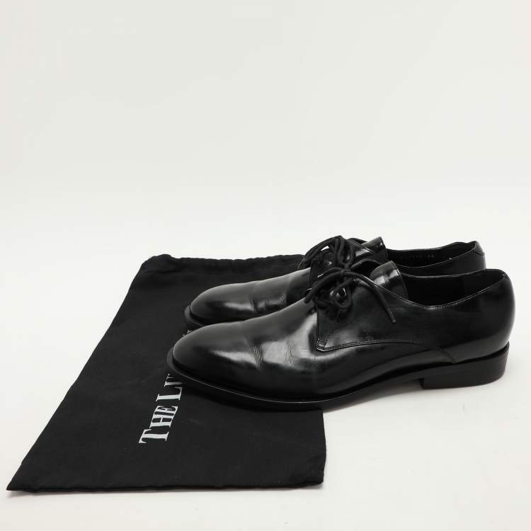 Pre Owned Balenciaga Black Leather Lace Up Derby Size 44