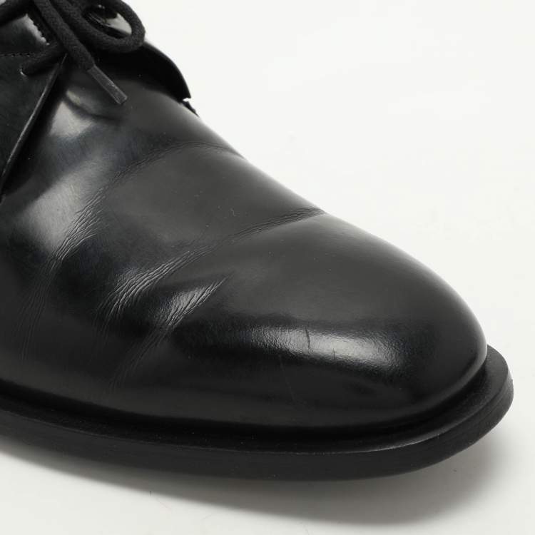 Pre Owned Balenciaga Black Leather Lace Up Derby Size 44
