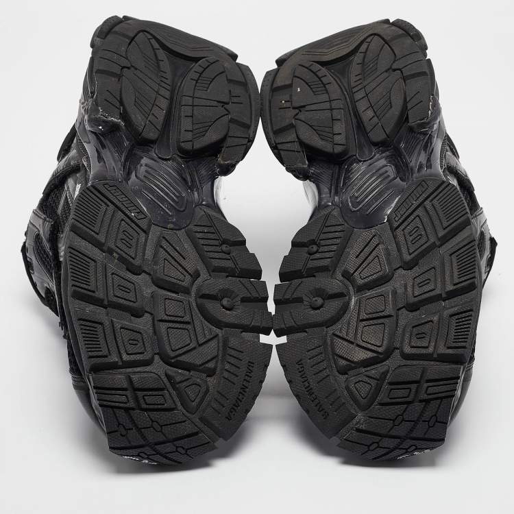 Pre Owned Balenciaga Black Mesh and Faux Leather Runner Sneakers Size 43