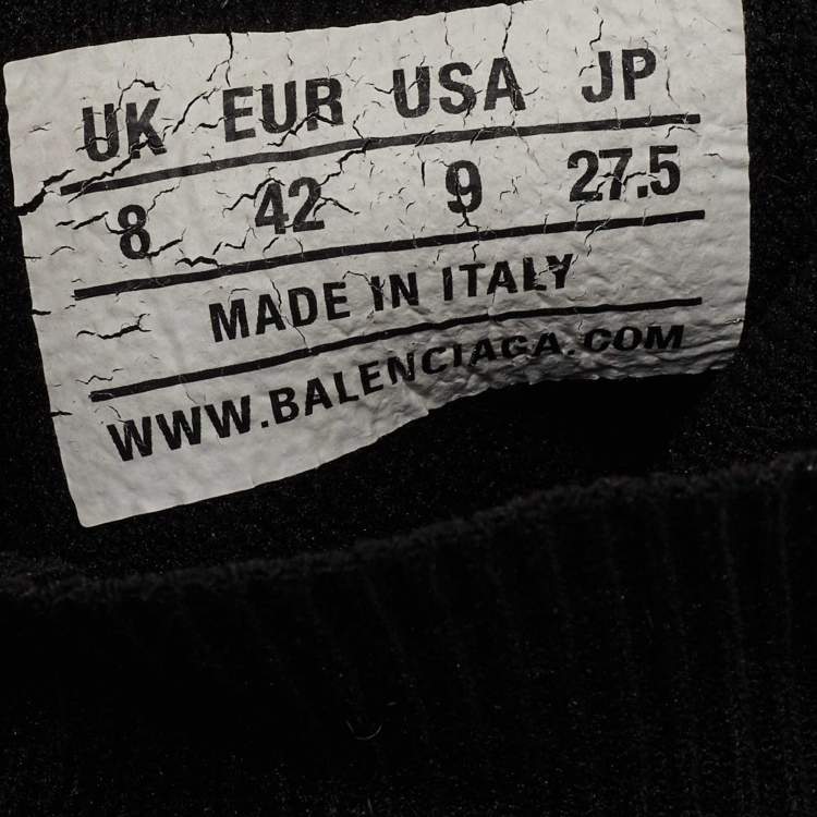 Pre Owned Balenciaga Black Knit Fabric Speed Trainer High Top Sneakers Size 42
