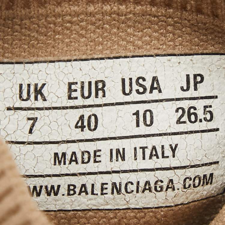 Pre Owned Balenciaga Beige Knit Fabric Speed Trainer High Top Sneakers Size 40