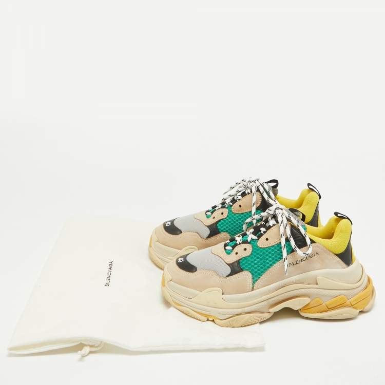 Pre Owned Balenciaga Multicolor Mesh And Leather Triple S Platform Sneakers Size 40