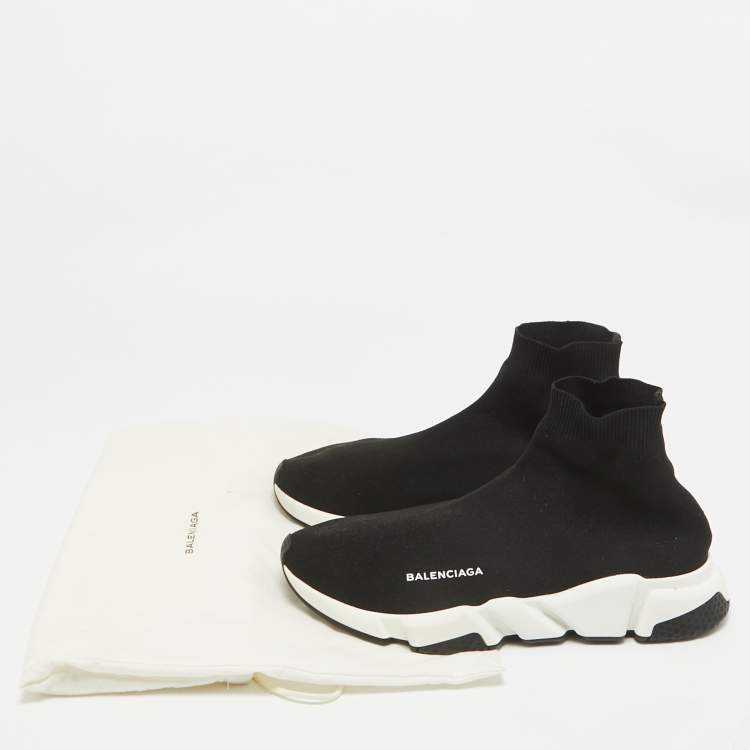 Pre Owned Balenciaga Black Knit Fabric Speed Trainer Sneakers Size 43