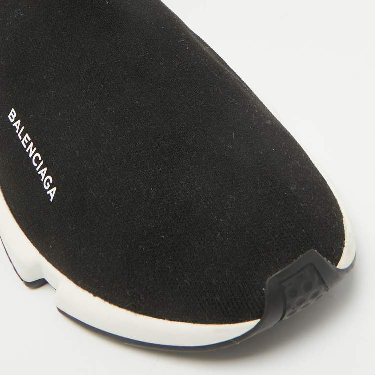 Pre Owned Balenciaga Black Knit Fabric Speed Trainer Sneakers Size 43