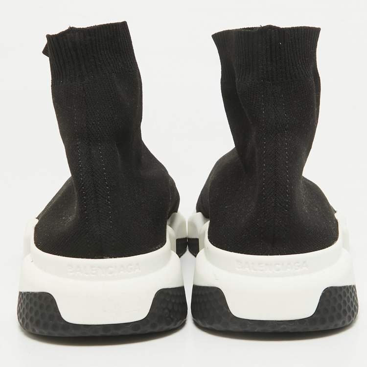 Pre Owned Balenciaga Black Knit Fabric Speed Trainer Sneakers Size 43