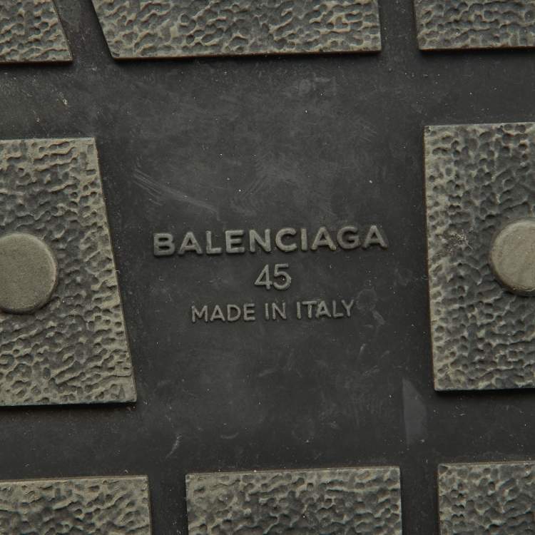 Pre Owned Balenciaga Black Leather and Mesh Race Runner Sneakers Size 45