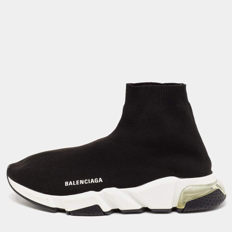 Pre Owned Balenciaga Black Knit Fabric Speed Trainer Sneakers Size 42