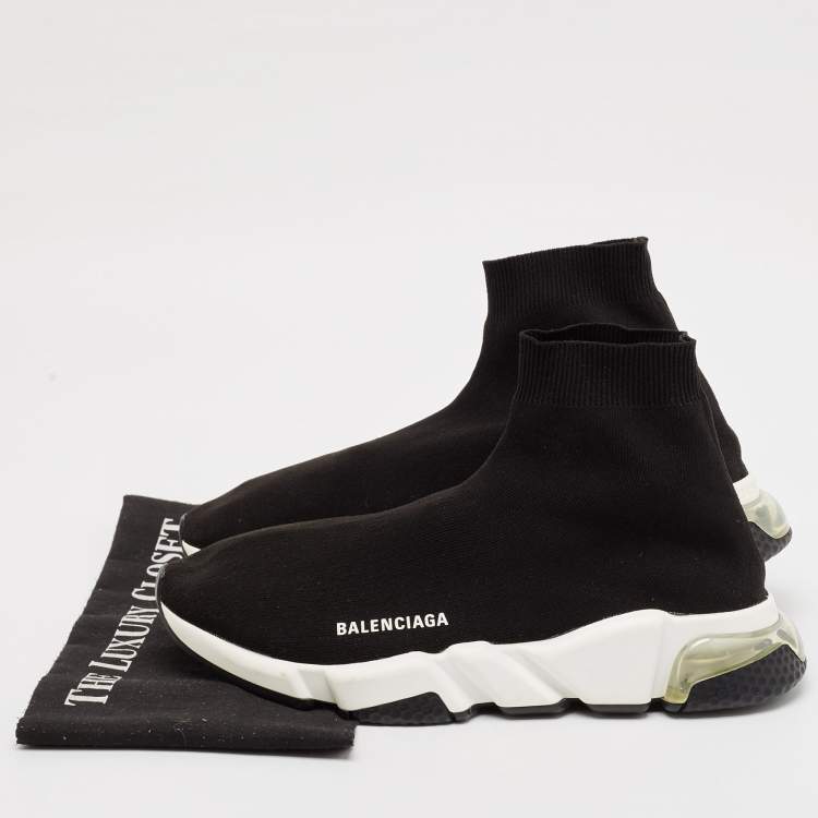 Pre Owned Balenciaga Black Knit Fabric Speed Trainer Sneakers Size 42