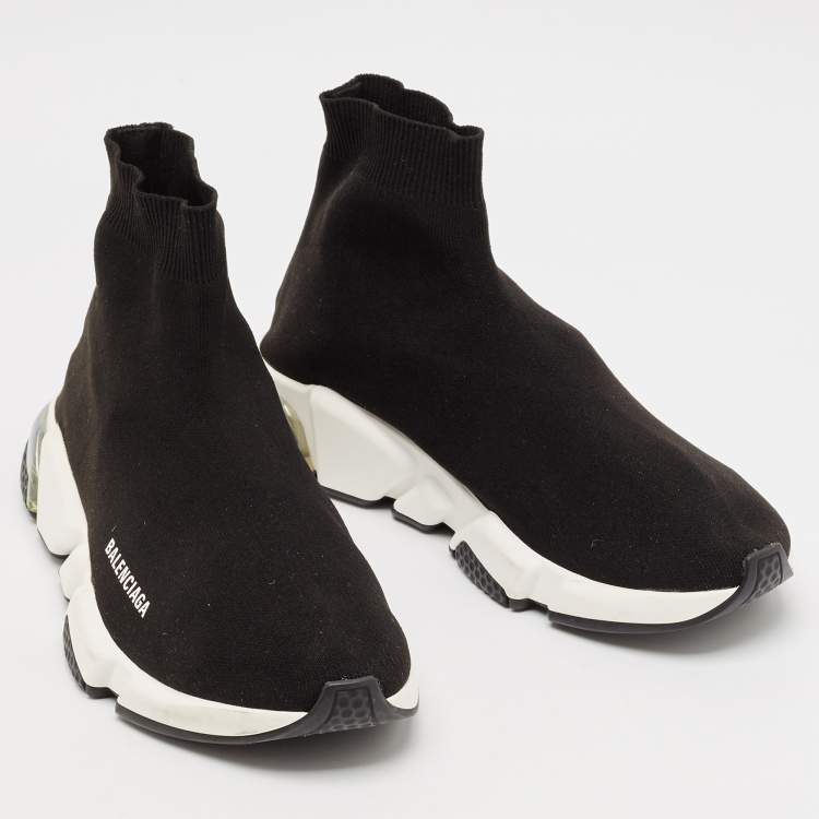 Pre Owned Balenciaga Black Knit Fabric Speed Trainer Sneakers Size 42