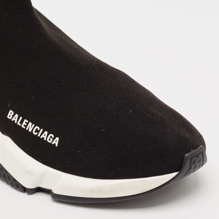Pre Owned Balenciaga Black Knit Fabric Speed Trainer Sneakers Size 42
