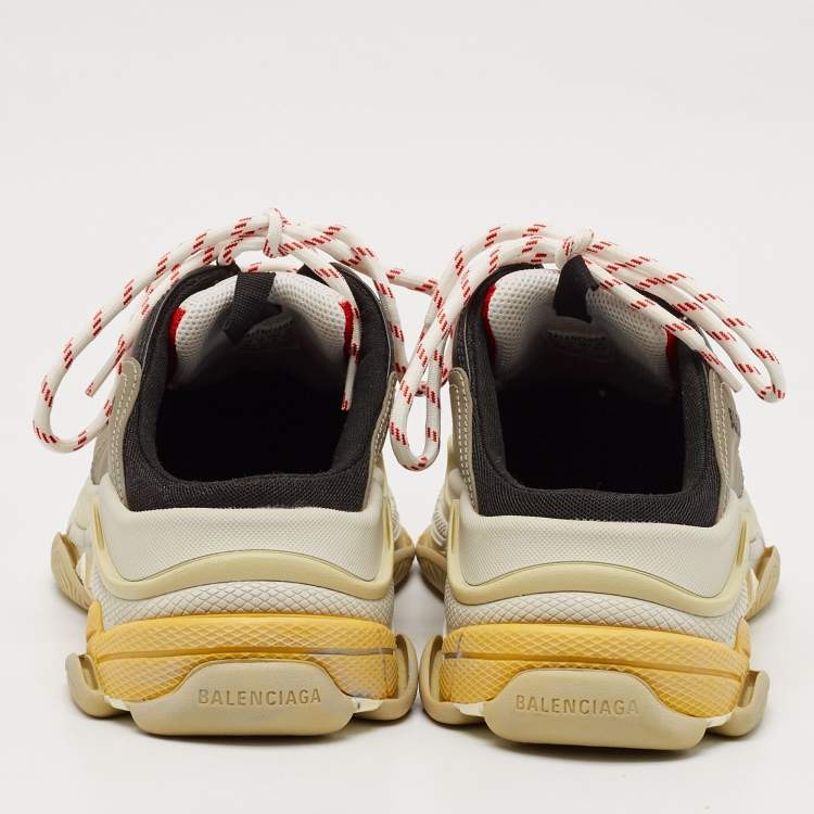 Pre Owned Balenciaga Multicolor Faux Leather and Mesh Triple S Sneaker Mules Size 42
