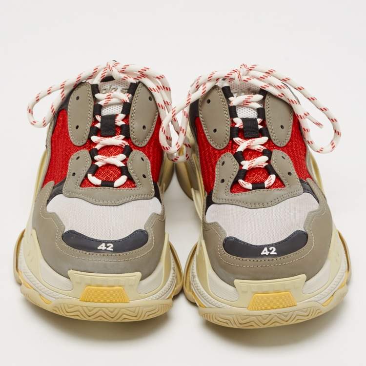 Pre Owned Balenciaga Multicolor Faux Leather and Mesh Triple S Sneaker Mules Size 42