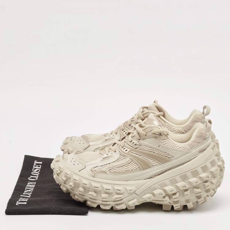 Pre Owned Balenciaga Beige Mesh and Faux Leather Bouncer Chunky Sneakers Size 41