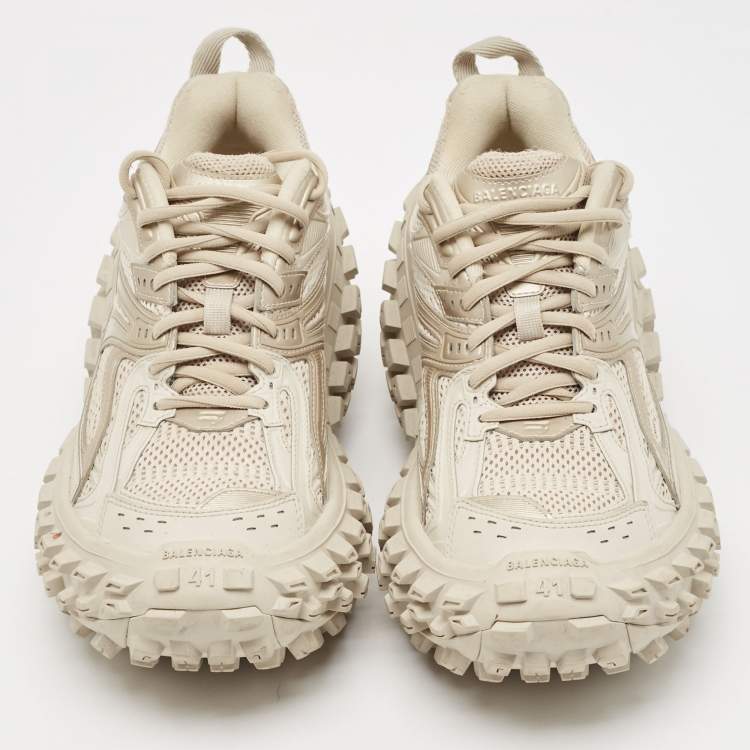 Pre Owned Balenciaga Beige Mesh and Faux Leather Bouncer Chunky Sneakers Size 41