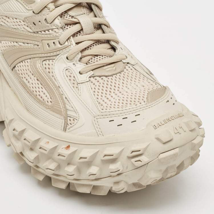 Pre Owned Balenciaga Beige Mesh and Faux Leather Bouncer Chunky Sneakers Size 41