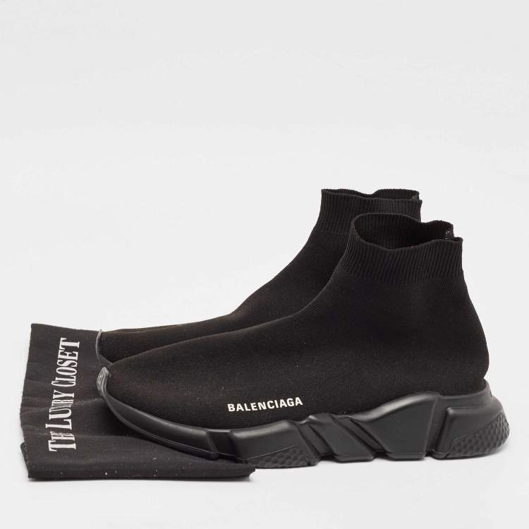 Pre Owned Balenciaga Black Knit Fabric Speed 2.0 High Top Sneakers Size 41