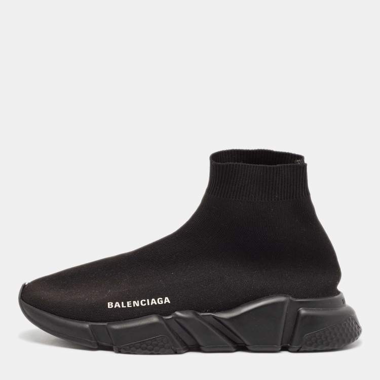 Pre Owned Balenciaga Black Knit Fabric Speed 2.0 High Top Sneakers Size 41
