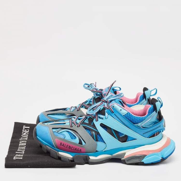 Pre Owned Balenciaga Multicolor Faux Leather and Mesh Track Lace Up Sneakers Size 41