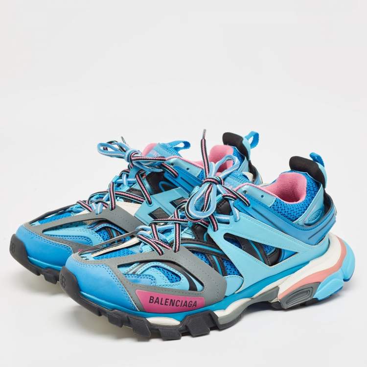 Pre Owned Balenciaga Multicolor Faux Leather and Mesh Track Lace Up Sneakers Size 41