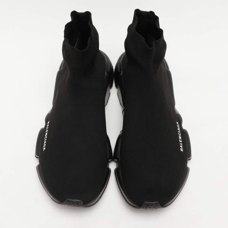 Pre Owned Balenciaga Black Knit Fabric Speed Trainer Sneakers Size 45