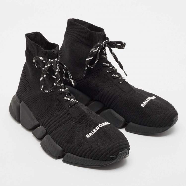 Pre Owned Balenciaga Black Knit Fabric Speed Trainer Sneakers Size 43