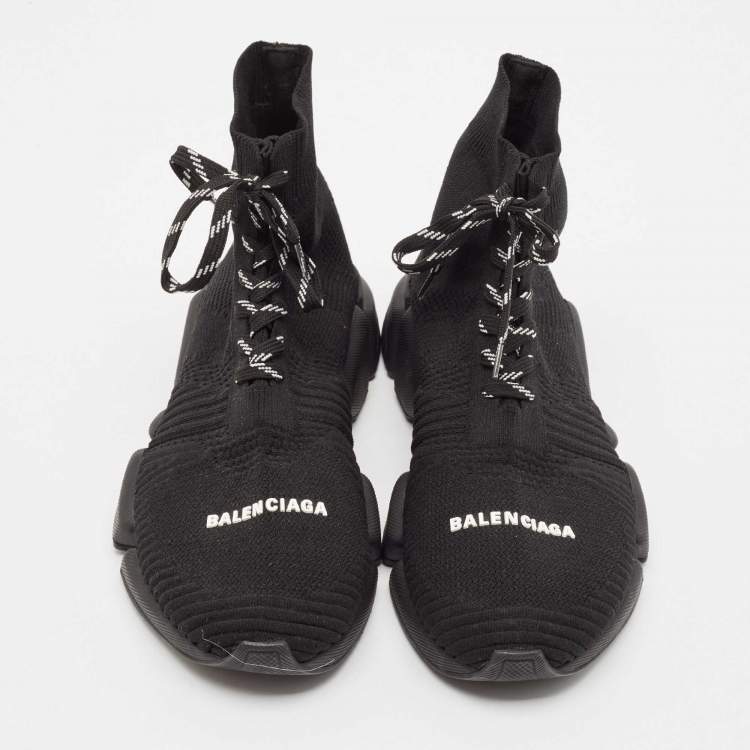 Pre Owned Balenciaga Black Knit Fabric Speed Trainer Sneakers Size 43